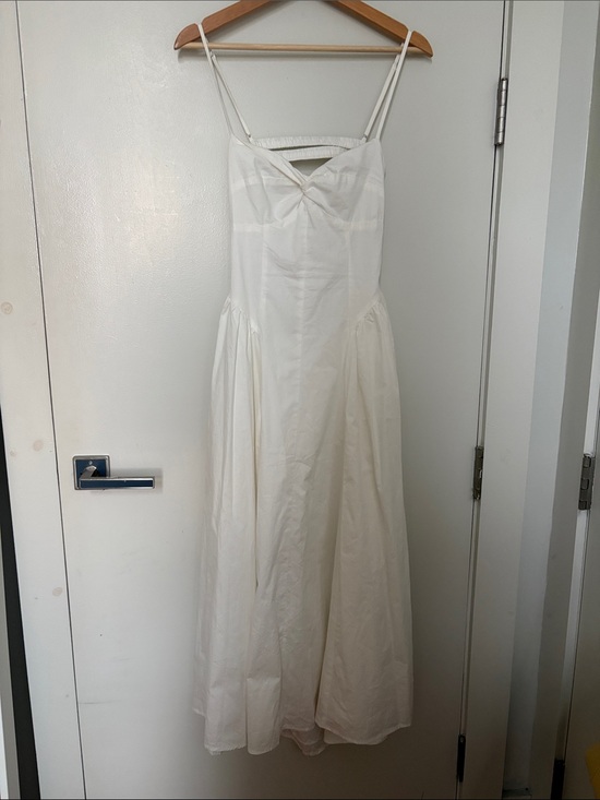 Nia Dresses & Skirts - White Spaghetti-Strap Maxi Dress with Twist Front